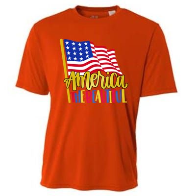 America The Beautiful With Usa Flag Gift Cooling Performance Crew T-Shirt