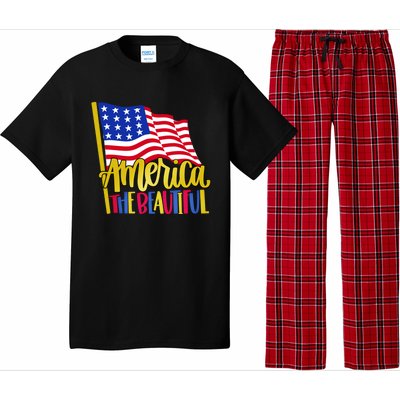 America The Beautiful With Usa Flag Gift Pajama Set