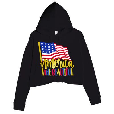 America The Beautiful With Usa Flag Gift Crop Fleece Hoodie