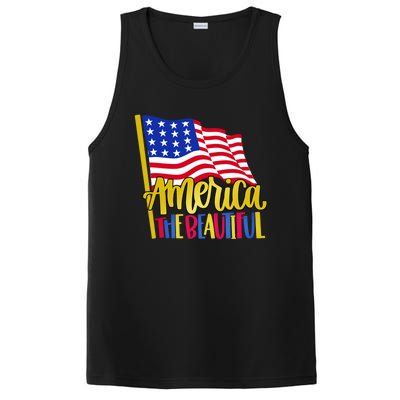 America The Beautiful With Usa Flag Gift PosiCharge Competitor Tank