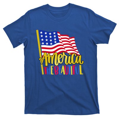 America The Beautiful With Usa Flag Gift T-Shirt