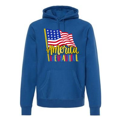 America The Beautiful With Usa Flag Gift Premium Hoodie