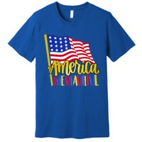 America The Beautiful With Usa Flag Gift Premium T-Shirt