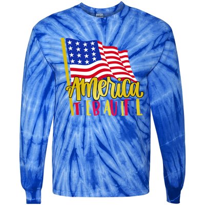 America The Beautiful With Usa Flag Gift Tie-Dye Long Sleeve Shirt