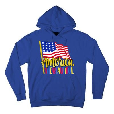 America The Beautiful With Usa Flag Gift Tall Hoodie