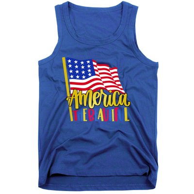 America The Beautiful With Usa Flag Gift Tank Top