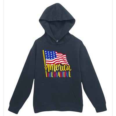 America The Beautiful With Usa Flag Gift Urban Pullover Hoodie