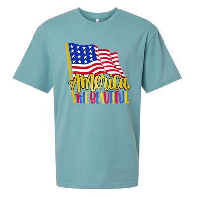 America The Beautiful With Usa Flag Gift Sueded Cloud Jersey T-Shirt