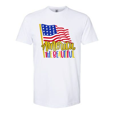 America The Beautiful With Usa Flag Gift Softstyle® CVC T-Shirt