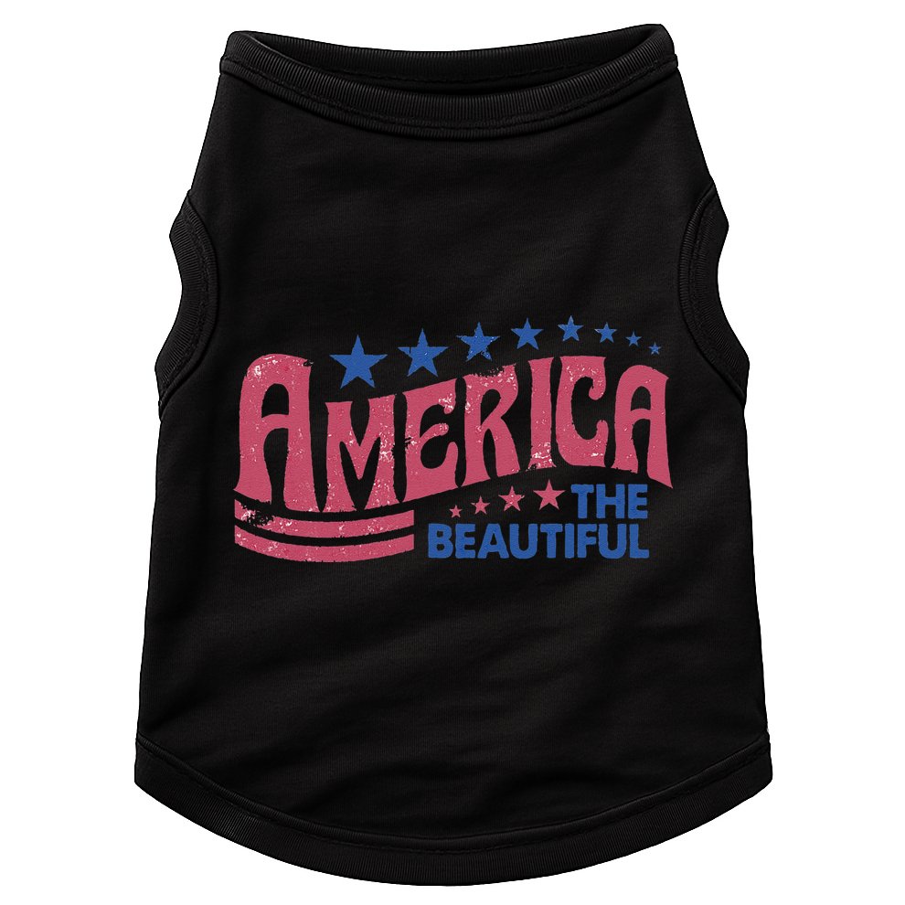 America The Beautiful Retro Vintage American 4th Of July Doggie Tank
