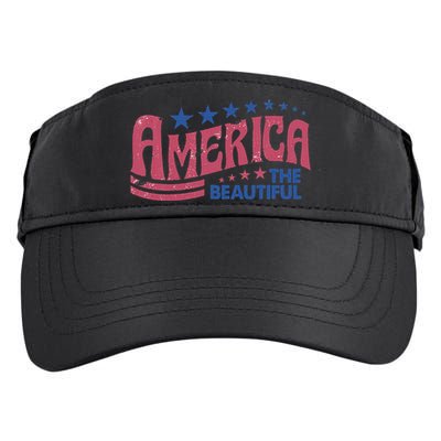 America The Beautiful Retro Vintage American 4th Of July Adult Drive Performance Visor