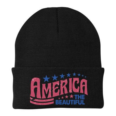 America The Beautiful Retro Vintage American 4th Of July Beanie