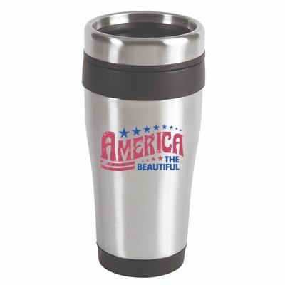 America The Beautiful Retro Vintage American 4th Of July 16oz Travel Tumbler