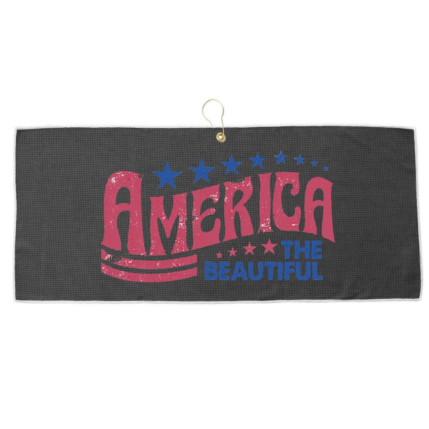 America The Beautiful Retro Vintage American 4th Of July Large Microfiber Waffle Golf Towel