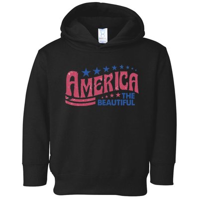 America The Beautiful Retro Vintage American 4th Of July Toddler Hoodie