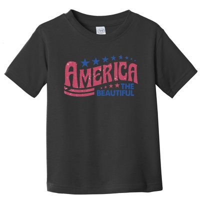 America The Beautiful Retro Vintage American 4th Of July Toddler T-Shirt