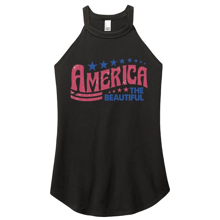 America The Beautiful Retro Vintage American 4th Of July Women's Perfect Tri Rocker Tank