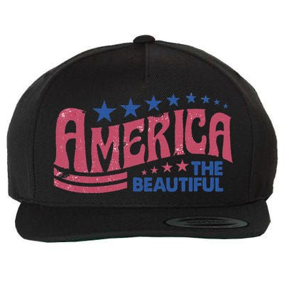 America The Beautiful Retro Vintage American 4th Of July Wool Snapback Cap