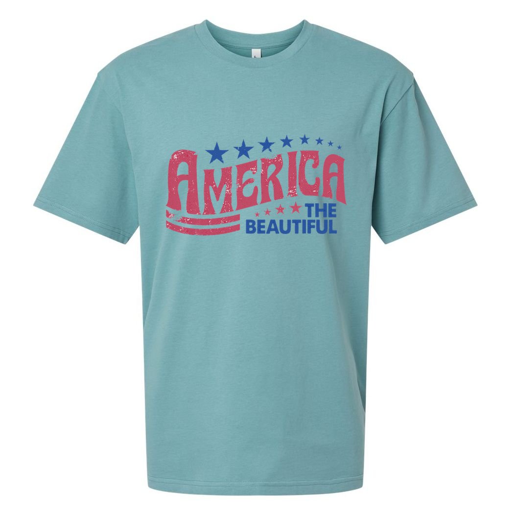 America The Beautiful Retro Vintage American 4th Of July Sueded Cloud Jersey T-Shirt