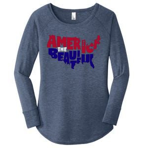 America The Beautiful Usa 4th Of July Patriotic Cool Gift Women's Perfect Tri Tunic Long Sleeve Shirt