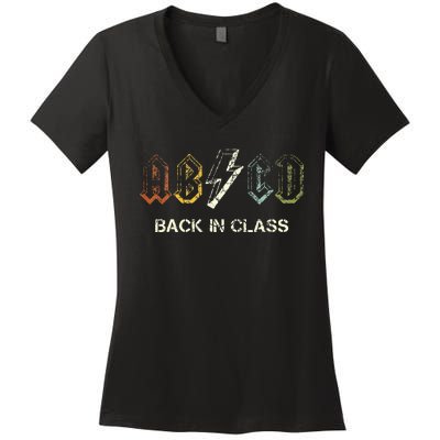 Abcd Teacher Back To School Teacher Student Rock Women's V-Neck T-Shirt