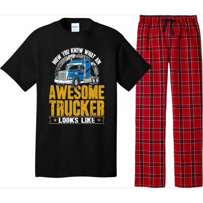 Awesome Trucker Big Rig Semigifttrailer Truck Driver Gift Pajama Set