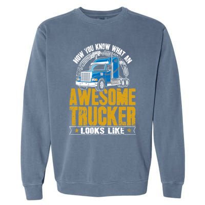 Awesome Trucker Big Rig Semigifttrailer Truck Driver Gift Garment-Dyed Sweatshirt