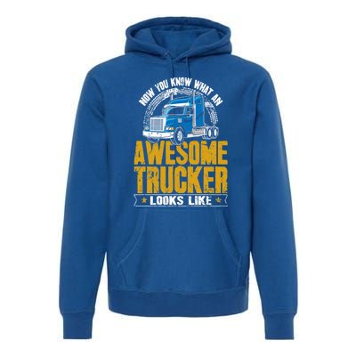 Awesome Trucker Big Rig Semigifttrailer Truck Driver Gift Premium Hoodie