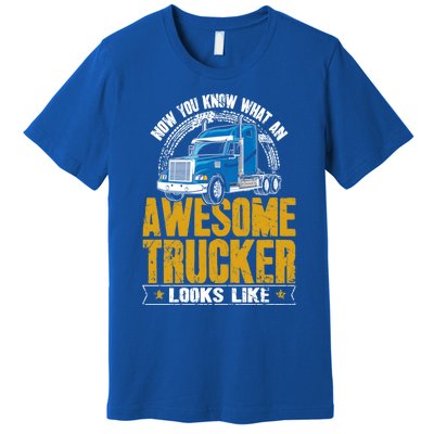 Awesome Trucker Big Rig Semigifttrailer Truck Driver Gift Premium T-Shirt