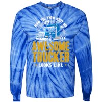 Awesome Trucker Big Rig Semigifttrailer Truck Driver Gift Tie-Dye Long Sleeve Shirt