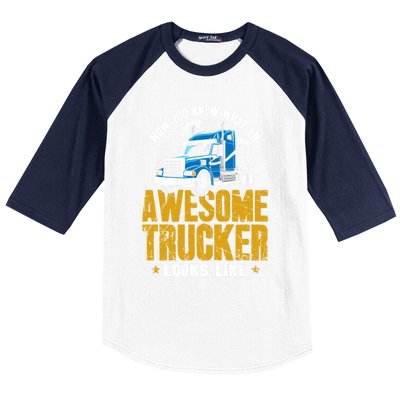 Awesome Trucker Big Rig Semigifttrailer Truck Driver Gift Baseball Sleeve Shirt