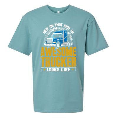 Awesome Trucker Big Rig Semigifttrailer Truck Driver Gift Sueded Cloud Jersey T-Shirt