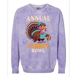 Annual Turkey Bowl Funny Thanksgiving Day Football Rugby Gift Colorblast Crewneck Sweatshirt