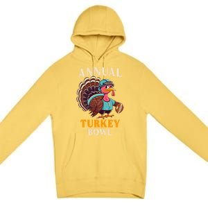 Annual Turkey Bowl Funny Thanksgiving Day Football Rugby Gift Premium Pullover Hoodie