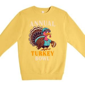 Annual Turkey Bowl Funny Thanksgiving Day Football Rugby Gift Premium Crewneck Sweatshirt