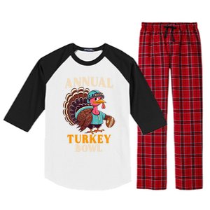 Annual Turkey Bowl Funny Thanksgiving Day Football Rugby Gift Raglan Sleeve Pajama Set