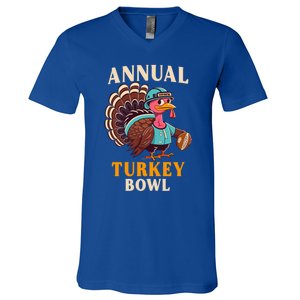 Annual Turkey Bowl Funny Thanksgiving Day Football Rugby Gift V-Neck T-Shirt