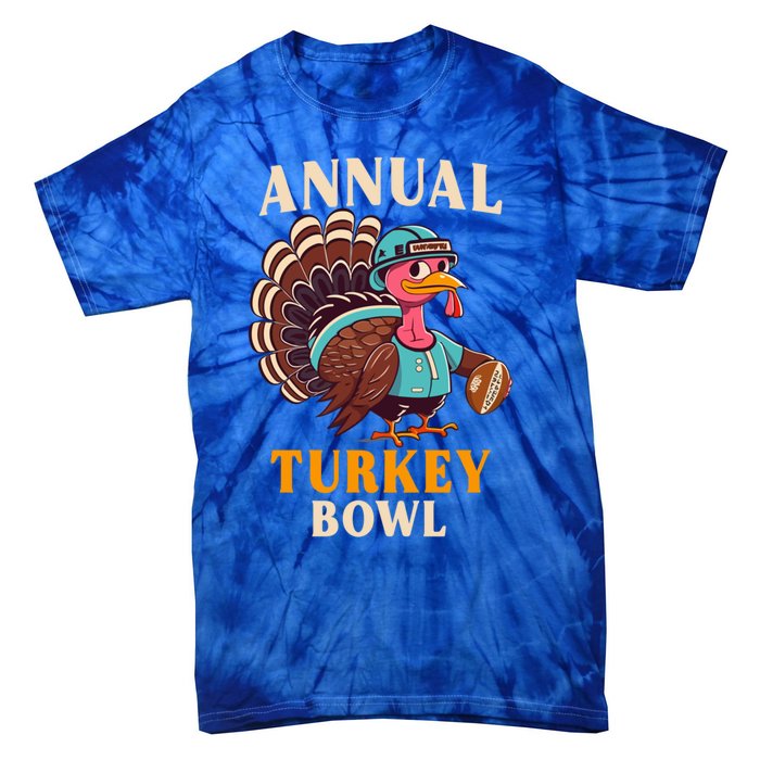 Annual Turkey Bowl Funny Thanksgiving Day Football Rugby Gift Tie-Dye T-Shirt