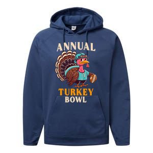 Annual Turkey Bowl Funny Thanksgiving Day Football Rugby Gift Performance Fleece Hoodie