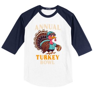 Annual Turkey Bowl Funny Thanksgiving Day Football Rugby Gift Baseball Sleeve Shirt