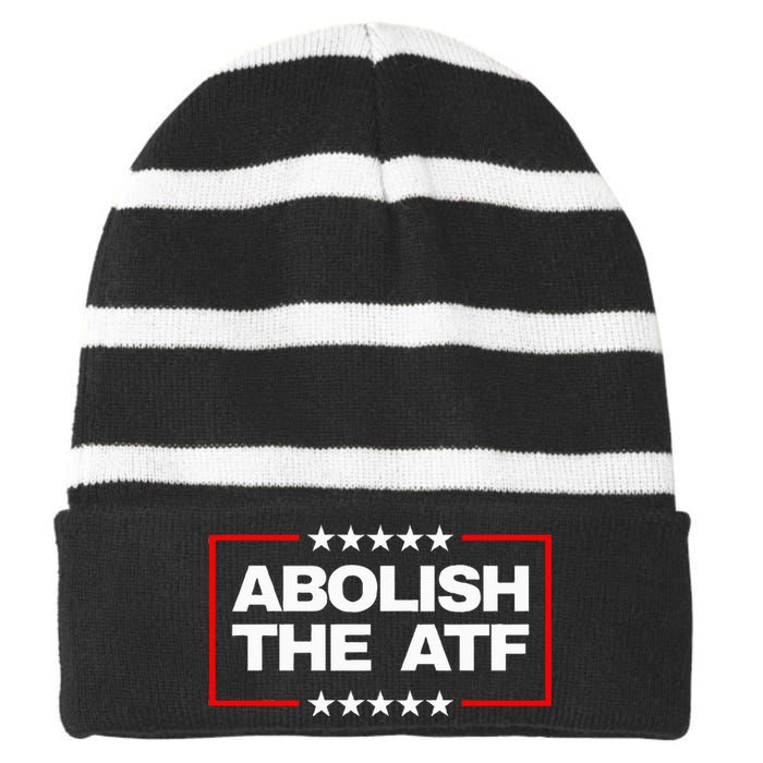 Abolish The Bureau Of Alcohol Tobacco And Firearms Striped Beanie with Solid Band