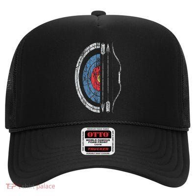 Archery Target Bow And Arrow Marksman Quiver For Archers High Crown Mesh Back Trucker Hat