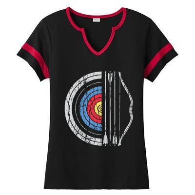 Archery Target Bow And Arrow Archer Retro Vintage Men Women Ladies Halftime Notch Neck Tee