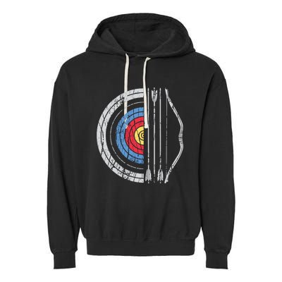 Archery Target Bow And Arrow Archer Retro Vintage Men Women Garment-Dyed Fleece Hoodie