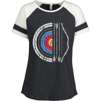 Archery Target Bow And Arrow Archer Retro Vintage Men Women Enza Ladies Jersey Colorblock Tee