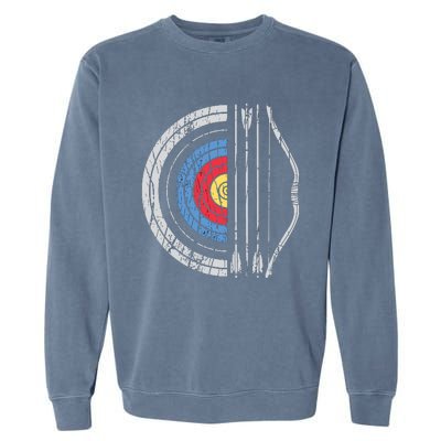 Archery Target Bow And Arrow Archer Retro Vintage Men Women Garment-Dyed Sweatshirt