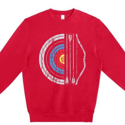 Archery Target Bow And Arrow Archer Retro Vintage Men Women Premium Crewneck Sweatshirt