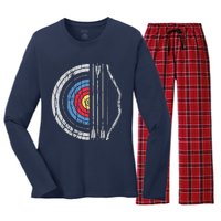 Archery Target Bow And Arrow Archer Retro Vintage Men Women Women's Long Sleeve Flannel Pajama Set 