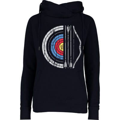 Archery Target Bow And Arrow Archer Retro Vintage Men Women Womens Funnel Neck Pullover Hood