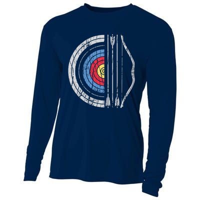 Archery Target Bow And Arrow Archer Retro Vintage Men Women Cooling Performance Long Sleeve Crew